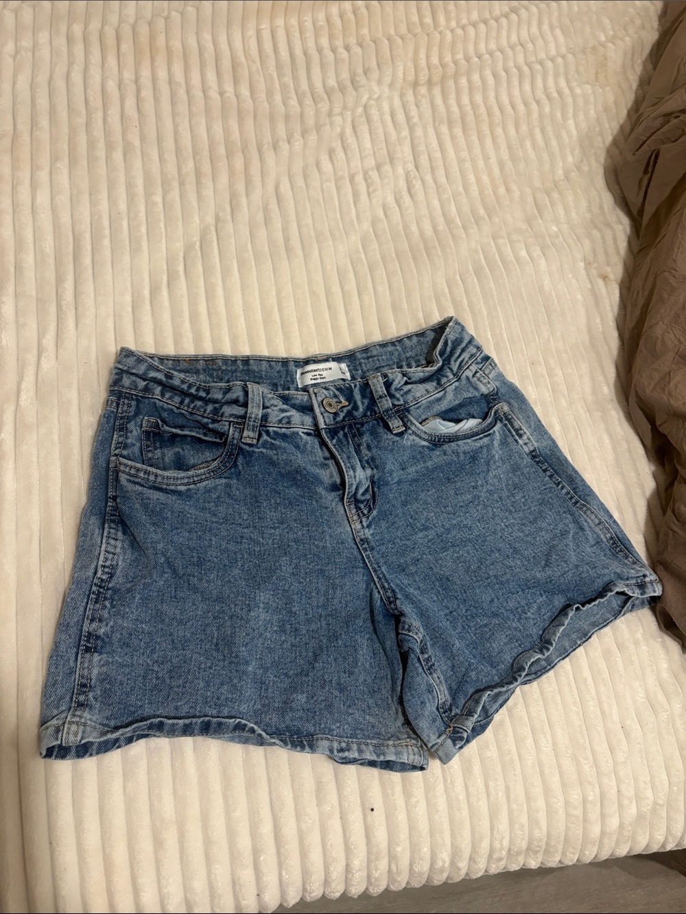Bluenotes Washed Blue Denim High-Rise Shorts